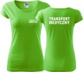 Koszulka medyczna damska typu PURE kolor green apple nadruk Transport Medyczny 03 AlleKoszulki Odzież Medyczna Wałbrzych.jpg