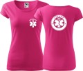 Koszulka medyczna damska PURE kolor malinowy nadruk Lekarz 06 AlleKoszulki Odzież medyczna.jpg