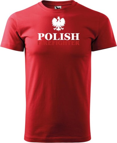 Koszulka dla strażaka z nadrukiem aradena Polish Firefighter kolor czerwony