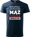 Koszulka dla strażaka na prezent Tata Mąż Bohater Strażak kolor granatowy