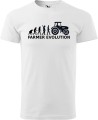 Koszulka dla rolnika z zabawnym nadrukiem Farmer Evolution. Kolor biały.