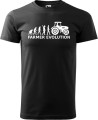 Koszulka dla rolnika z zabawnym nadrukiem Farmer Evolution. Kolor czarny.