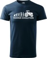 Koszulka dla rolnika z zabawnym nadrukiem Farmer Evolution. Kolor granatowy.