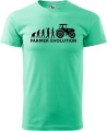 Koszulka dla rolnika z zabawnym nadrukiem Farmer Evolution. Kolor miętowy.