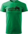 Koszulka dla rolnika z zabawnym nadrukiem Farmer Evolution. Kolor zielony.