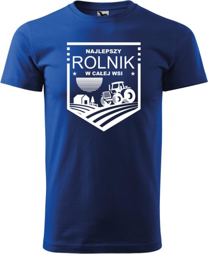 Koszulka rolnika z nadrukiem Najlepszy rolnik w całej wsi kolor chabrowy