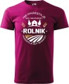Koszulka dla rolnika z zabawnym nadrukiem rolnik przestaje gdy skończy kolor malinowy