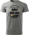 Koszulka dla rolnika z zabawnym nadrukiem rolnik przestaje gdy skończy kolor szary