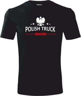 Koszulka dla kierowcy ciężarówki kolor czarny nadruk Polish Truck Driver
