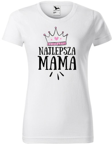 Koszulka najlepsza mama prezent dla mamy na Dzień Mamy bluzka z nadrukiem Najlepsza Mama kolor biały