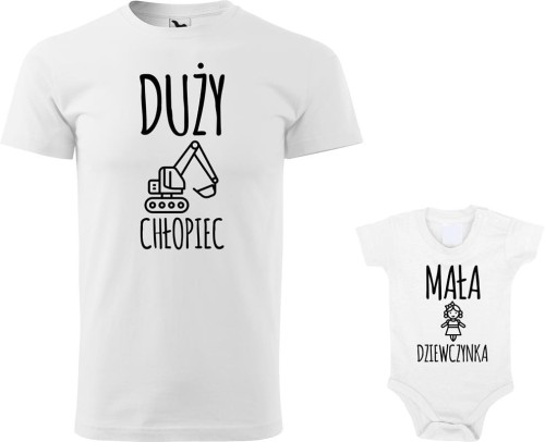 Zestaw koszulka i body nadruk Duży Chłopiec Mała Dziewczynka kolor biały AlleKoszulki Dzień Taty.jpg