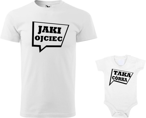 Zestaw koszulka męska i body nadruk Jaki Ojciec Taka córka 01 kolor biały AlleKoszulki Dzień Taty.jpg