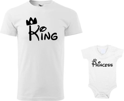 Zestaw Koszulka i body nadruk King Princess 03 kolor biały AlleKoszulki Dzień Taty Święta.jpg