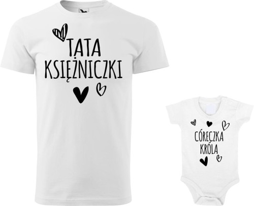 Zestaw koszulka męska i body nadruk Tata Księżniczki Córeczka Króla kolor biały AlleKoszulki Dzień Taty.jpg