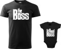 Zestaw koszulka męska i body nadruk The Boss Real Boss kolor czarny AlleKoszulki Dzień Taty.jpg
