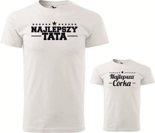 Najlepszy Tata Najlepsza Córka, koszulka męska i dziecięca. Prezent na dzień taty, zestaw. Kolor biały