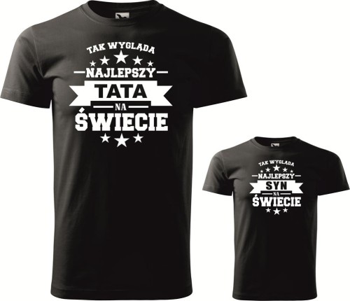 Tak wygląda najlepszy Tata Syn na Świecie koszulka męska allekoszulki tshirt prezent na dzień taty zestaw koszulki dziecięce czarne.jpg