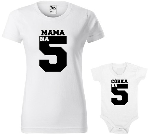 Mama Córka na 5 koszulka damska body allekoszulki biała.jpg