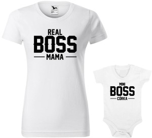 Zestaw koszulka i body "Real Boss Mama Real Boss Córka"
