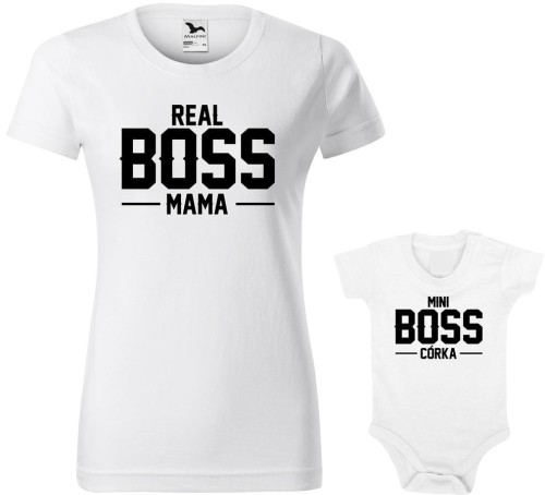 Real Boss Mama Mini Boss Córka koszulka damska body allekoszulki biała.jpg
