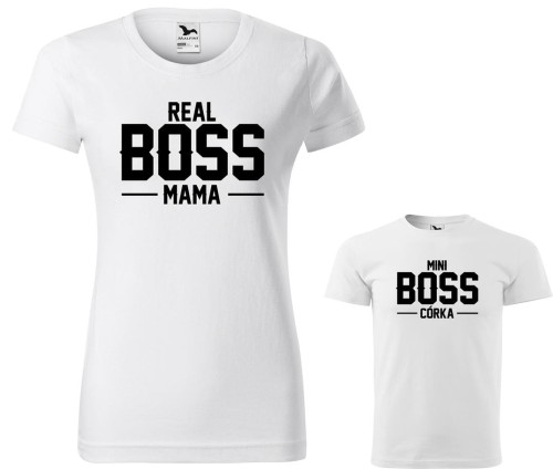 Real Boss Mama Mini Boss Córka koszulka damska dziecięca allekoszulki biała.jpg