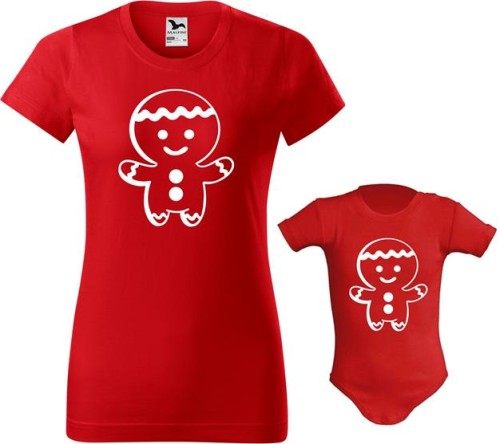 Zestaw koszulka dmska i Body dziecięce z nadrukiem Pierniczek kolor czerwony AlleKoszulki Święta Boże Narodzenie.jpg