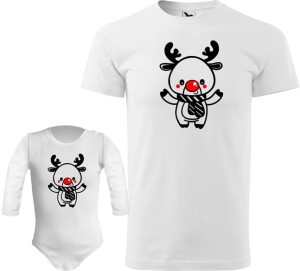 Świąteczny zestaw koszulka i body z dł. rękawem RENIFEREK