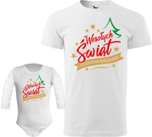 Świąteczny zestaw koszulka i body z dł. rękawem WESOŁYCH ŚWIĄT