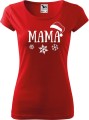 Świąteczna koszulka damska czapka Mikołaja śnieżynki mama kolor czerwony