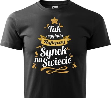 Dziecięca koszulka Tak wygląda najlepszy Synek na świecie super prezent na Święta pod Choinke Mikołaja czarne.jpg