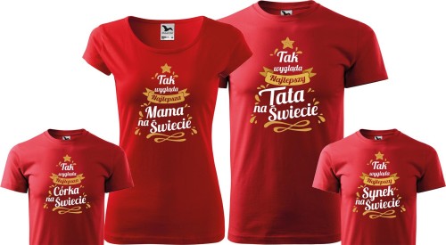 Zestaw rodzinny Choinka Tak wygląda najlepsza Rodzina Mam Tata Dzieci koszulki super prezent na Święta czerwony.jpg