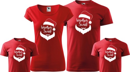 Zestaw rodzinny Wesołych Świąt Mikolaj Mam Tata Dzieci koszulki super prezent na Święta czerwony.jpg