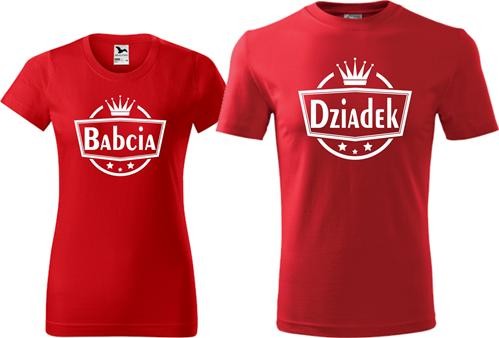 Zestaw koszulek Dzień Babci i Dziadka Kolor czerwony nadruk Babcia Dziadek 01 AlleKoszulki Koszulki z nadrukiem.jpg