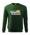 Bluza dla dziadka z nadrukiem Super Dziadek korona prezent na dzień dziadka kolor zieleń butelkowa