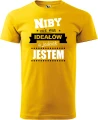 AnyConv.com__Niby nie ma Ideałów a jednak męska koszulka prezent na walentynki dzień chłopaka urodziny żółty.webp