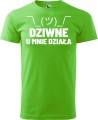Koszulka dla programisty z zabawnym nadrukiem Dziwne u mnie działa kolor green apple