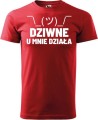 Koszulka dla programisty z zabawnym nadrukiem Dziwne u mnie działa kolor czerwony