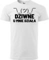 Koszulka dla programisty z zabawnym nadrukiem Dziwne u mnie działa kolor biały