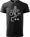 Koszulka dla informatyka z zabawnym napisem Keep Calm and C++ bawełna kolor czarny