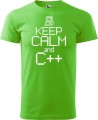 Koszulka dla informatyka z zabawnym napisem Keep Calm and C++ bawełna kolor green apple