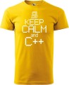 Koszulka dla informatyka z zabawnym napisem Keep Calm and C++ bawełna kolor żółty