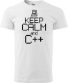 Koszulka dla informatyka z zabawnym napisem Keep Calm and C++ bawełna kolor biały