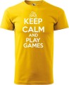 Koszulka dla informatyka gracza z nadrukiem Keep Calm and Play Games kolor żółty