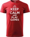 Koszulka dla informatyka gracza z nadrukiem Keep Calm and Play Games kolor czerwony