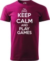 Koszulka dla informatyka gracza z nadrukiem Keep Calm and Play Games kolor malinowy