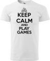 Koszulka dla informatyka gracza z nadrukiem Keep Calm and Play Games kolor biały