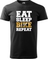 Koszulka dla rowerzysty z nadrukiem Eat Sleep Bike Repeat kolor czarny