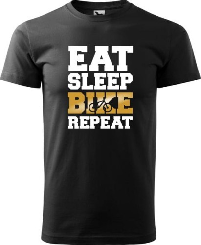 Koszulka dla rowerzysty z nadrukiem Eat Sleep Bike Repeat kolor czarny