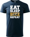 Koszulka dla rowerzysty z nadrukiem Eat Sleep Bike Repeat kolor granatowy