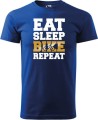 Koszulka dla rowerzysty z nadrukiem Eat Sleep Bike Repeat kolor chabrowy